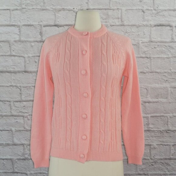 Vintage 50s Baby Pink Cardigan Sweater - Picture 1 of 5